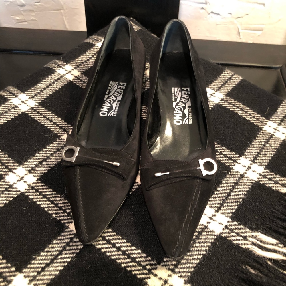 Salvatore Ferragamo Guya Espresso Calf in Black Suede Size 7 1/2 B - Picture 14 of 14